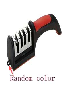 1pc - Multi-Function 4-Stage Knife Sharpener, Suitable For Quickly And Easily Sharpening Dull Knives, Made Of Durable ABS Material, Can Be Hung For Storage, Essential Kitchen Tool For Efficient Cutting - Black - View 10