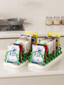 1 cái kệ lưu trữ đĩa điều chỉnh được, kệ lưu trữ đĩa đứng Noel, kệ lưu trữ túi gia vị hình cây thông Noel, kệ nhiều tầng điều chỉnh được, kệ lưu trữ túi gia vị đa năng, phù hợp cho nhà bếp, tủ, đĩa, bát và gói gia vị - Nhiều màu - Xem 6
