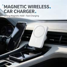 15W Fast Wireless Charging Car Phone Holder With Magnetic Mount, Car Navigation Charger, Supports Wireless Charging And Magnetic Function, Includes Magnetic Ring And Data Cable Holder, Perfect Digital Gift For Friends - Car Wireless Charger - View 5