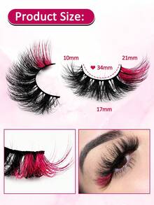 1 Pc Red Fluffy Faux Mink Eyelashes, Colored Tips, 20mm Dramatic Long Thick Cat Eye Fox Eye Lashes, Voluminous Curly Colored Faux Mink Long False Eyelashes, Russian Strip D Curl Lashes, Suitable For Christmas - View 8