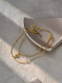 2pcs/Set Saudi National Day Accessories Minimalist Classic Style Sunflower Pendant Bracelet Set For Women - Yellow Gold - View 2