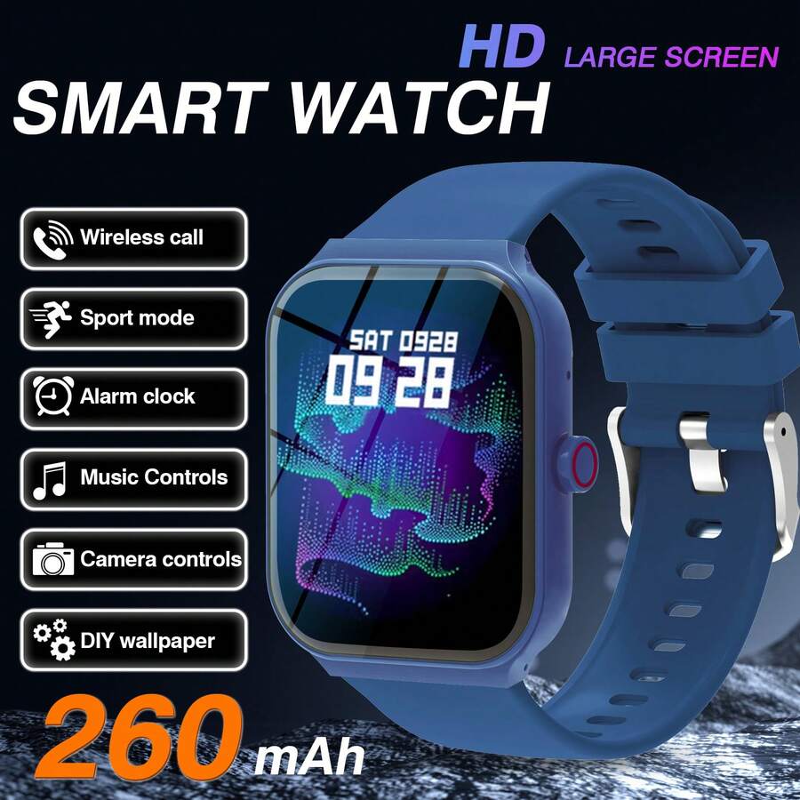 260mAh Full Touch High-Definition Fashionable Smart Watch With Wireless Calling (Dial, Answer), Abundant Watch Faces, Sports Monitoring, Message Notification, Multi-App Reminder, Compatible With Android And IOS Phones, Perfect Gift For Men - Multicolor - View 1