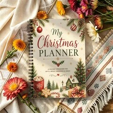 1Pc A5 Spiral Christmas Planner Notebook, Winter Holly & Pine Print, Holiday Organizer Journal For Home Planning - A5 - View 4