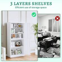Armarios de almacenamiento de metal con cerradura, pequeños armarios de acero, estantes de capas ajustables, 2 puertas para el hogar, oficina, almacén, cochera, industrial, armarios de - Blanco - Ver 3