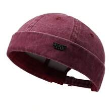 1 mũ melon không vành phong cách giặt mài rách, màu trơn, unisex, phù hợp cho tiệc tùng và dã ngoại, dùng cho mọi mùa - A - Xem 6