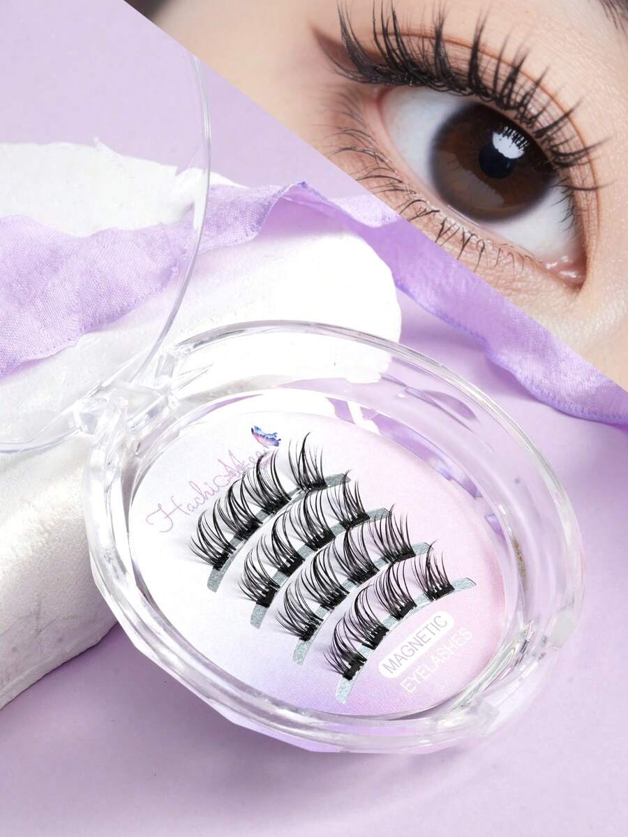 Magnetic False Eyelashes For Women, Glue-Free, Natural-Looking, Segmented Soft Magnetic, Beginner-Friendly, Long-Lasting Curl, Reusable - Black - View 1