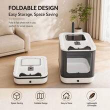 Large Enclosed Cat Litter Box, Top Entry, High Side Walls, Foldable Easy-Clean Pull-Out Tray, Effective Odor Control, Spacious Interior, Suitable For Large Cats, No Tools Assembly, Includes Hanging Litter Scoop, Modern Home Design - one-size - View 7