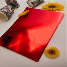 15 Sheets Premium Elegant Red Glossy Cardstock - A4/A5 250g PET Metallic Reflective Decorative Paper, Suitable For Fashion Design, Events And Handmade Crafts - High-End Mirror Effect, Durable Cardstock, Reflective Surface - 15-pack PET Red Cardstock - View 9