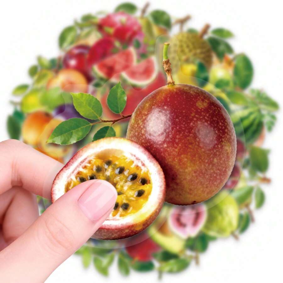 50pcs Realistic Fruit PET Stickers, Suitable For Laptop, Water Bottle, Luggage, Helmet, Notebook And Other DIY Creative Toys - Multicolor - View 1