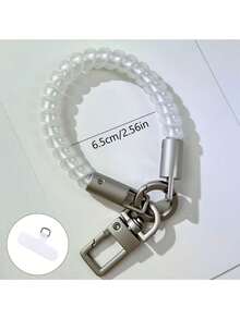Macaron Color Pearlescent Elastic Phone Lanyard, Anti-Loss Elastic Wrist Strap, Universal Keychain Bag Pendant, Portable Decorative Chain, DIY Compatible With Dolls, Suitable For Phone/Bag/Cup/Key - Pearlescent Style - View 13