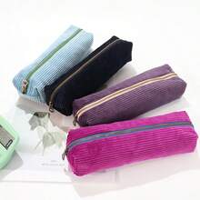 1pc Piece Corduroy Pencil Case With Multiple Colors, Optional Makeup Tools, Portable Storage Bag, Holiday Gift - Multicolor - View 7