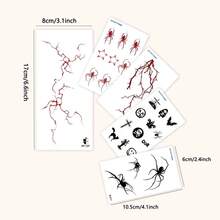 STARTTOOS 5PCS Halloween Personalized Blood Vessel Spider Thorn Star Bat Skull Pattern Halloween Makeup Festival Gift Party Gift Face Arm Shoulder Neck Collarbone Waterproof Tattoo Stickers - Multicolor - View 6