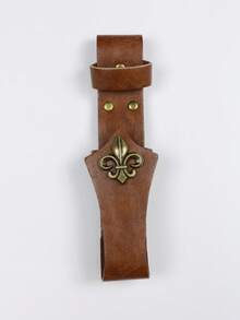 Vintage PU Leather Belt Fan Holster, Medieval Fleur-De-Lis Fan Storage Sleeve, Halloween LARP Renaissance Costume Prop - A - View 11
