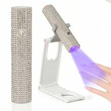 GANLAIX 1pc Rhinestone Decorated Nail Lamp, USB Rechargeable LED Nail Light - Fast Curing And Durable, Pink Diamond, Suitable For Home And Salon Use, Rechargeable Nail Lamp, Ideal Gift, Holiday Gift, Rechargeable Nail Light, Handheld Nail Lamp, Adjustable Arm And Multi-Function Stand - Multicolor - View 10