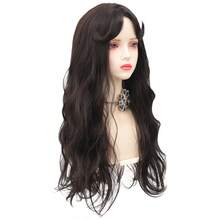 Women Elegant 26 Inch Long Curly Synthetic Hair Wig With Bangs In Blackish Brown, Natural Looking Wig For Daily Use, Halloween - Multicolor - View 2