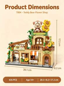 City Architecture Miniature Building Blocks Model, Panda Tea House, Western Restaurant, Spring Flower Shop 2-Story Building, Suitable For Adults To Relieve Stress And Reduce Anxiety, Interesting Adult Game Set, Creative Home Scene Puzzle, Perfect Birthday Gift, Exquisite Bedroom Construction Model (With Stickers) - Multicolor - View 10