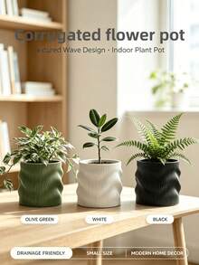 1pc Asymmetrical Wavy Flower Pot, Indoor Plant Pot, Home Desktop Decor, Fern & Pothos Planter Container, Holiday Gift - Irregular - View 2