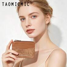 Women's Multi-Slot PU Card Holder, Ultra-Thin Portable Mini Wallet With Zipper Coin Pocket, Textured Patchwork Design, Suitable For Daily Use - Multicolor - View 8