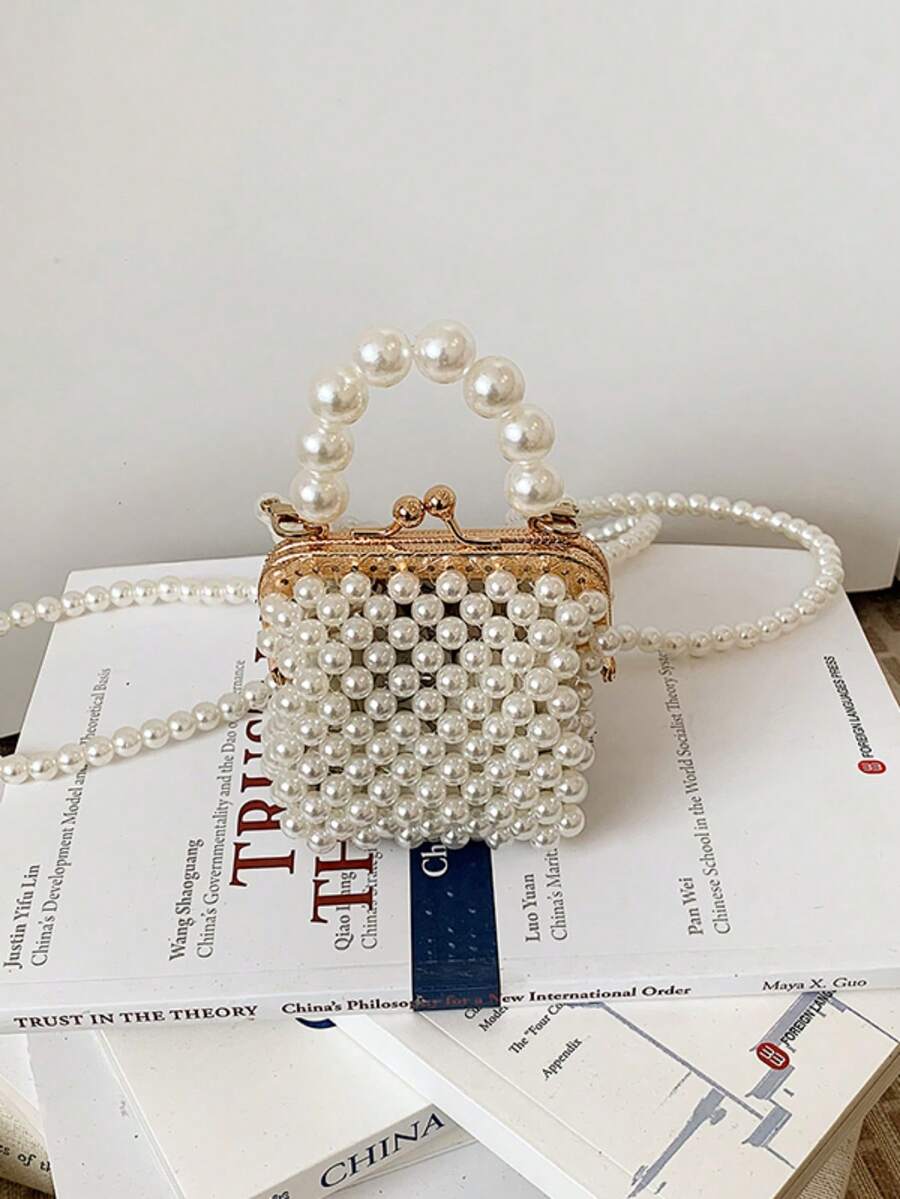 1pc Girls Beaded Special Material Clasp Closure Exquisite Handbag Crossbody Bag Suitable For All Seasons Daily Use