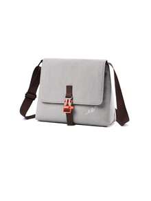 Black Minimalist Flip Shoulder Crossbody Bag, Lightweight Nylon Material,Suitable For Daily Travel, Can Hold Books,Tablets,Single Shoulder Mailman Bag - Multicolor - View 4