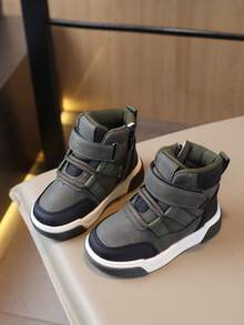 Mid-Top Comfortable Children's Boots Flat Non-Slip Outdoor Boots Boys Casual Thick Hiking Boots - Dark Green - View 2