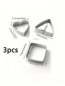3pcs Stainless Steel Large Heart-Shaped Cookie Cutter, Jam Cookie Mold, Chinese Cake Baking Mousse Ring Set - View 5