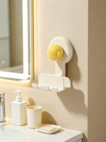 1pc Suction Cup Toothbrush Holder, Wall Mounted Drain Storage Rack For Bathroom Mirror Cabinet, Hanging Organizer For Electric Toothbrush & Toothpaste, Plastic Material, All Season Minimalist Style, Suitable For Adults, Washroom Multi-Purpose Storage - Multicolor - View 14