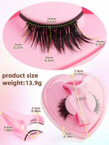 1 Pair Glue-Free Magnetic Half Eyelashes With Applicator, Soft And Comfortable, Easy To Apply And Remove, False Eyelashes For Beginners, Girls Daily And Date Makeup - Black - View 4