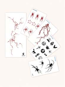 STARTTOOS 5PCS Halloween Personalized Blood Vessel Spider Thorn Star Bat Skull Pattern Halloween Makeup Festival Gift Party Gift Face Arm Shoulder Neck Collarbone Waterproof Tattoo Stickers - Multicolor - View 7