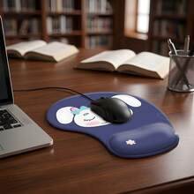 1pc Cute Bow Rabbit Cartoon Print Ergonomic Wrist Rest Mouse Pad With Slow Rebound Silicone Wrist Support, Fits Wrist Curve To Relieve Fatigue During Long Office Work And Study, Smooth Wear-Resistant Surface For Precise Mouse Movement, Non-Slip Silicone Base, Soft Sweet Cartoon Style Desktop Decor, Quality Office Accessory, Thoughtful Gift For Friends And Family - View 2