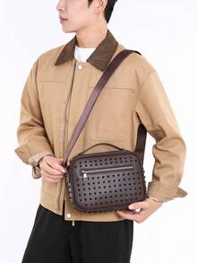 Men's Rivet PU Crossbody Bag, Fashion Forward Travel Camera Bag, 3 Colors Available, Gift For Boyfriend - Multicolor - View 11
