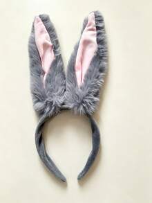 1pc Women's New Style Halloween Rabbit Ear Headband Plush Hairpin Party Headpiece Hair Accessory - Multicolor - View 13
