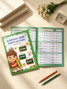 Children's Preschool Math Workbook, Addition And Subtraction Practice Notebook Within 100, School Classroom Learning, Early Childhood Education Arithmetic Problems, Kindergarten Transition Learning Enlightenment Textbook, Suitable For Preschool Math Activity Workbook, Suitable For Home Education, Holidays, Classroom Learning And Travel Math Practice, Christmas Gift/Learning Gift - Multicolor - View 4