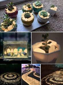 1000/500/100/10pcs Glow In The Dark Rocks, Luminous Stones Garden Accessories, Miniature Landscape Fish Tank Decor, Rocks For Yard And Pathway Decoration, DIY Decorative Luminous Stones, Outdoor Yard Lawn Garden Kit, Pebble Vase Filler, Glow In The Dark Garden Pebbles - Multi-color 2 - View 4