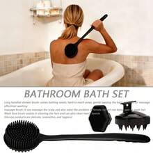 4pcs Bath Brush Set, Suitable For Back, Face, Body And Scalp Massage, Soft Bristle Long Handle Body Brush, Soft Bristles, Effective Cleaning And Exfoliation, Non-Slip Grip, For Deep Cleaning, Bath Brush Set - View 3