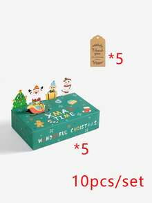 10pcs/Set Kotak Kado Pesta Natal 3D Berbentuk Hewan Lucu, Kotak Kado Kertas Lipat, Cocok Untuk Mengemas Permen Dan Makanan Penutup - MultiWarna - View 10