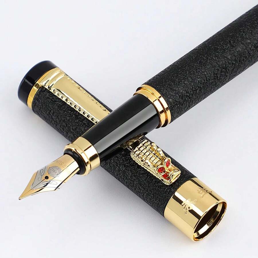 1 Pc Scrub Metal Pen, Lridium Tip Medium Size 0.5mm, Office School Students For Boy And Girl Daily Writing Best Fountain Pen