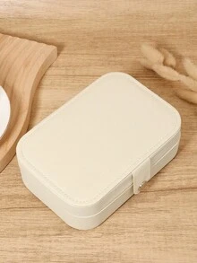 1pc Casual Chic Multi-Layer Jewelry Organizer Box With Snap Closure, Portable Travel Accessory Storage For Earrings, Necklaces, Rings, Easy To Carry - White - View 8