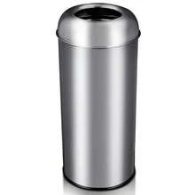 Cubo de Basura Cilíndrico de Acero Inoxidable 65L, Papelera Comercial Sin Tapa, Diseño Antihuellas, Gran Capacidad para Restaurantes, Oficinas, Hoteles y Espacios Públicos - 1 - Ver 1