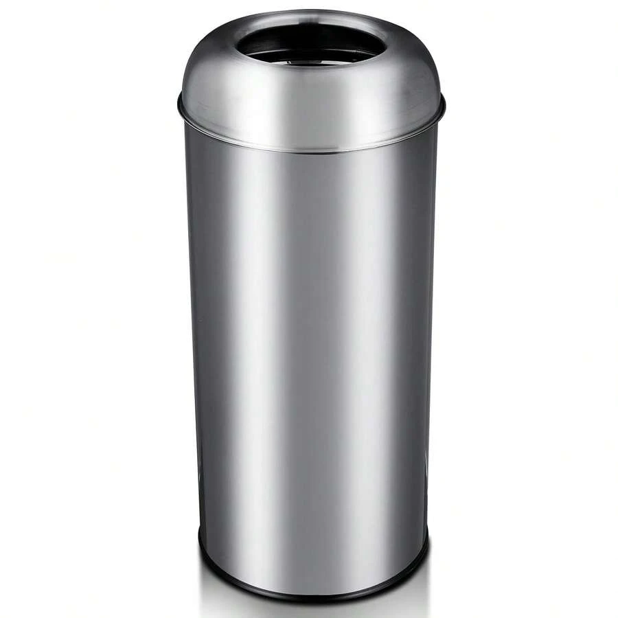 Cubo de Basura Cilíndrico de Acero Inoxidable 65L, Papelera Comercial Sin Tapa, Diseño Antihuellas, Gran Capacidad para Restaurantes, Oficinas, Hoteles y Espacios Públicos - 1 - Ver 1