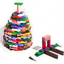480-Piece Colorful Wooden Domino Set-Featuring Stacking Races And Tabletop Puzzle Games; An Educational Toy Perfect For Family Interaction And An Ideal Gift For Christmas Or Birthdays. - Multicolor - View 9