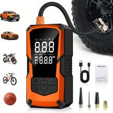 1PC Cordless 3X Faster Inflation 150PSI Portable Tire Inflator Air Compressor With Gauge & LED Light, Electric Air Pump For Car, Motorcycle, Bicycle And Ball - Wireless - View 2