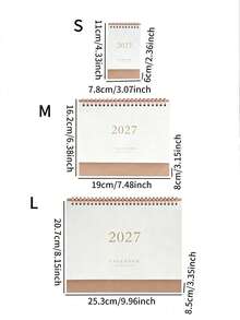1PC Minimalist 2026-2027 Desk Calendar, Office Desktop Decoration, New Calendar Planner And Memo Notebook With Reminder, Recording And Scheduling Functions - Multicolor - View 2