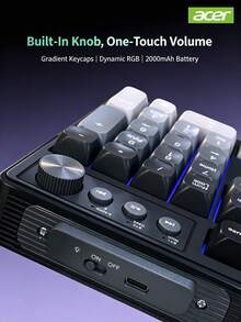 Acer OKR239 [Triple-Mode Connection] Wireless Bluetooth Keyboard, Silent Rechargeable, For Desktop And Laptop, Office Mechanical Feel, For MAC, Mirror White - Rechargeable - View 2
