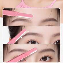 Double-Ended Portable With Dust Cover, Reusable Eyebrow Trimming Tool, Stainless Steel Micro-Precision Hair Removal Scraper, Suitable For Eyebrow Trimming, Hand And Foot Hair Removal, Anti-Scratch Protective Mesh Hair Removal Scraper - Multicolor - View 3