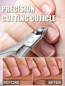 1pc Stainless Steel Cuticle Nipper, 2/1 Jaw, Home Pedicure Tool, Practical Nail Clipper, Dead Skin Remover, Sharp Manicure Care Tool - Multicolor - View 2