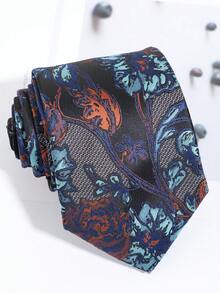 1pc Men's Large Floral Contrast Color Jacquard Casual Business Shirt With Decorative Tie - Multicolor - View 6