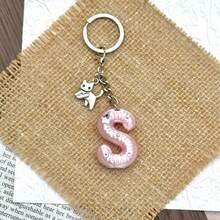 Cute 3D Bubble Letter Keychain, Bright Pink Y2K Preppy Style Initial Key Ring, Car Key Accessory And Personalized Bag Charm, Sweet Bright Pink Initial Key Ring, Cute Car Key And Bag Charm, Sweet Gift For Friends And Girls - Multicolor - View 31