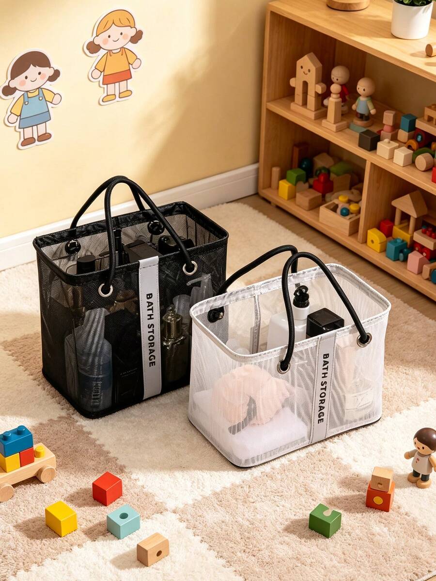 1 buah Tas Jinjing Jaring Bayi Kapasitas Besar, Tas Penyimpanan Kamar Bayi yang Bernapas, Tas Pengorganisasi Popok Portabel, Cocok untuk Perlengkapan Mandi dan Penyimpanan Mainan Bayi - MultiWarna - View 1
