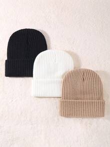 1/3/4pcs Topi Beanie Musim Dingin Unisex dengan Patch Kulit dan Tengkorak, Rajutan dengan Manset dan Tepi Gulung, untuk Cuaca Dingin bagi Pria dan Wanita di Luar Ruangan - MultiWarna - View 14